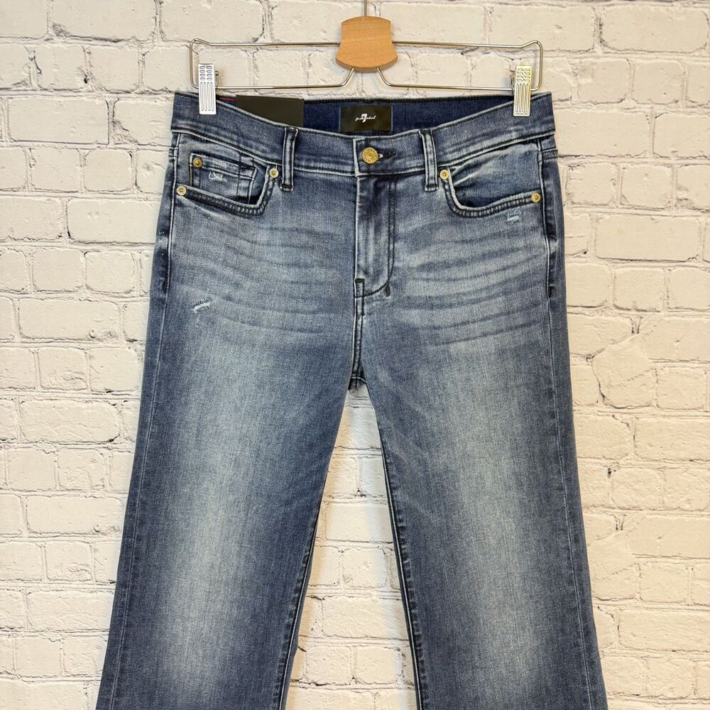 7 For All Mankind DOJO Slim Illusion Flare Jeans Mid Rise Pond Blue Women's 30 - Picture 10 of 15
